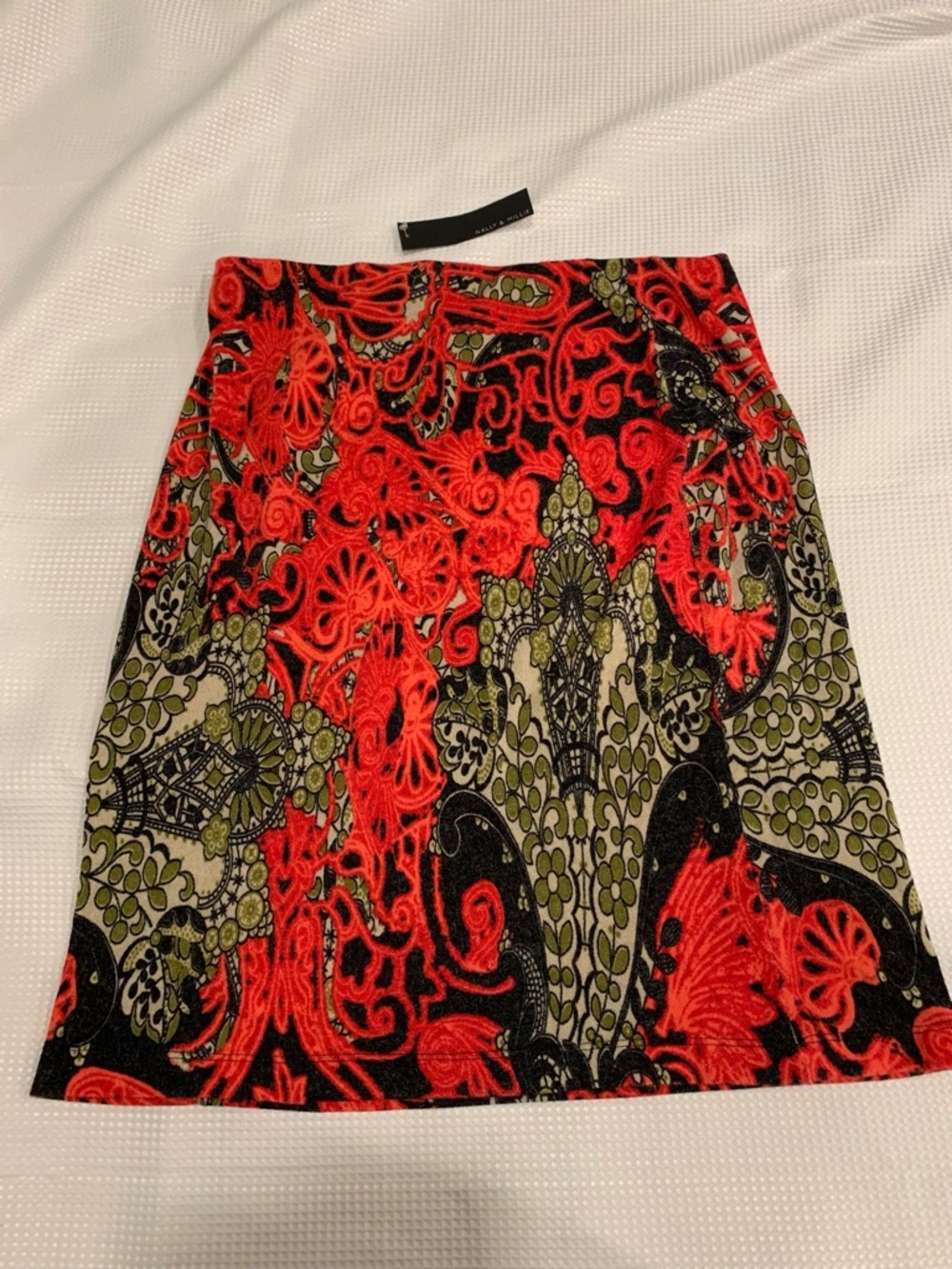 Nally and Millie USA Bold Red, Black Olive Patterned Women’s Skirt